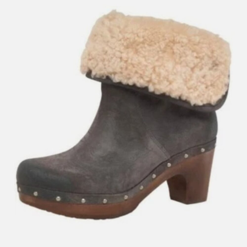 Ugg Gray Sherpa Lined Lynne's Clog Boot Women's 5 - image 1